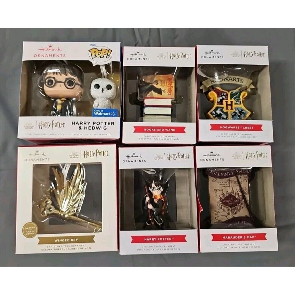 Lot of 7 Harry Potter Christmas Ornaments Harry Potter Winged Key Marauder's Map